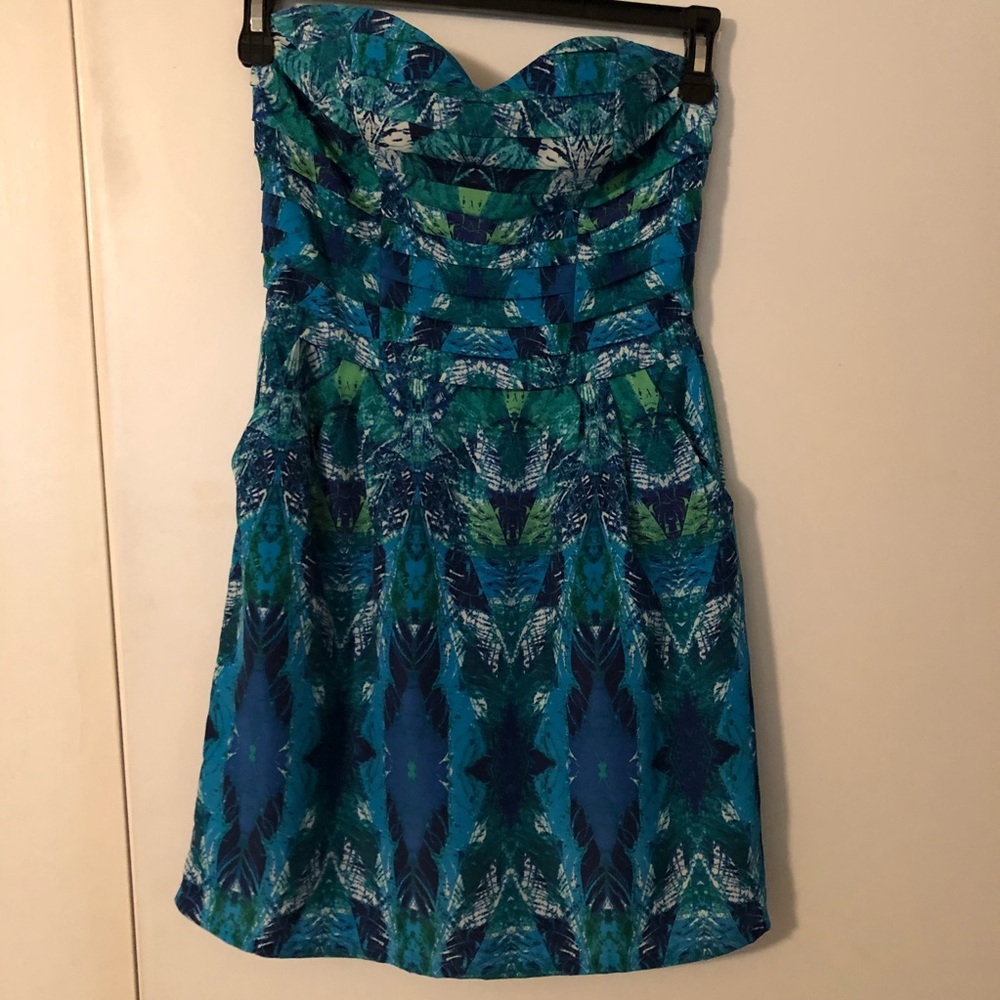FYNN & ROSE Blue Strapless Dress with Pockets